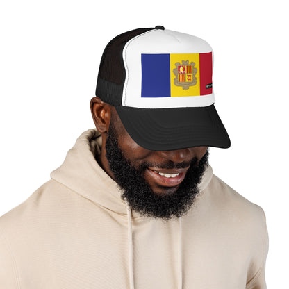 Andorra Flag Foam Trucker Hat | Andorran Pride Snapback Cap | Rep Ya Flag