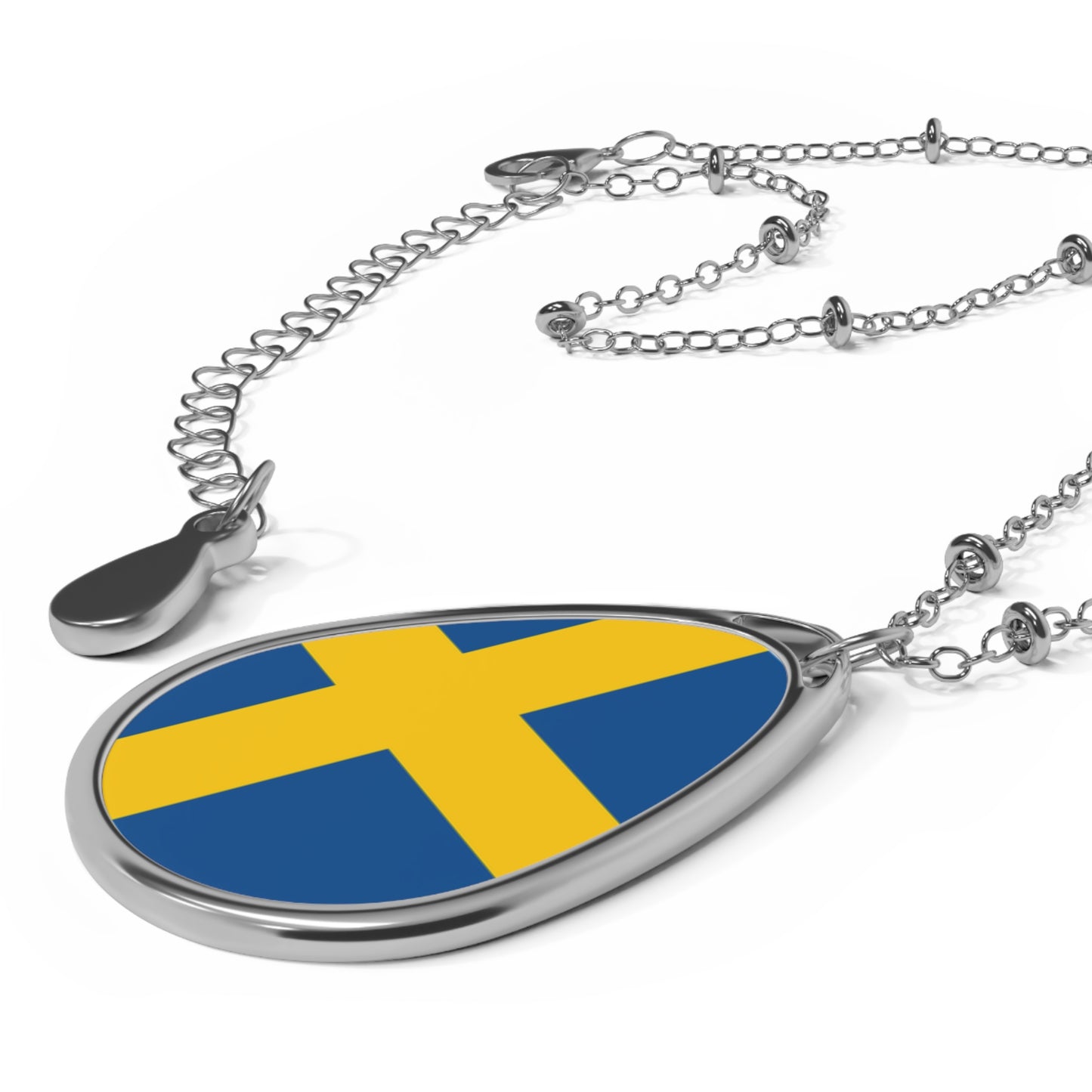 Sweden Flag Oval Necklace