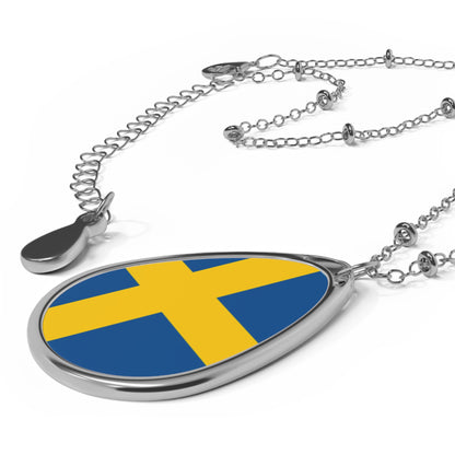 Sweden Flag Oval Necklace