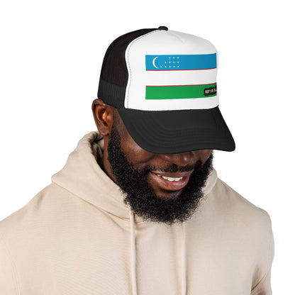 Uzbekistan Flag Foam Trucker Hat | Rep Ya Flag design
