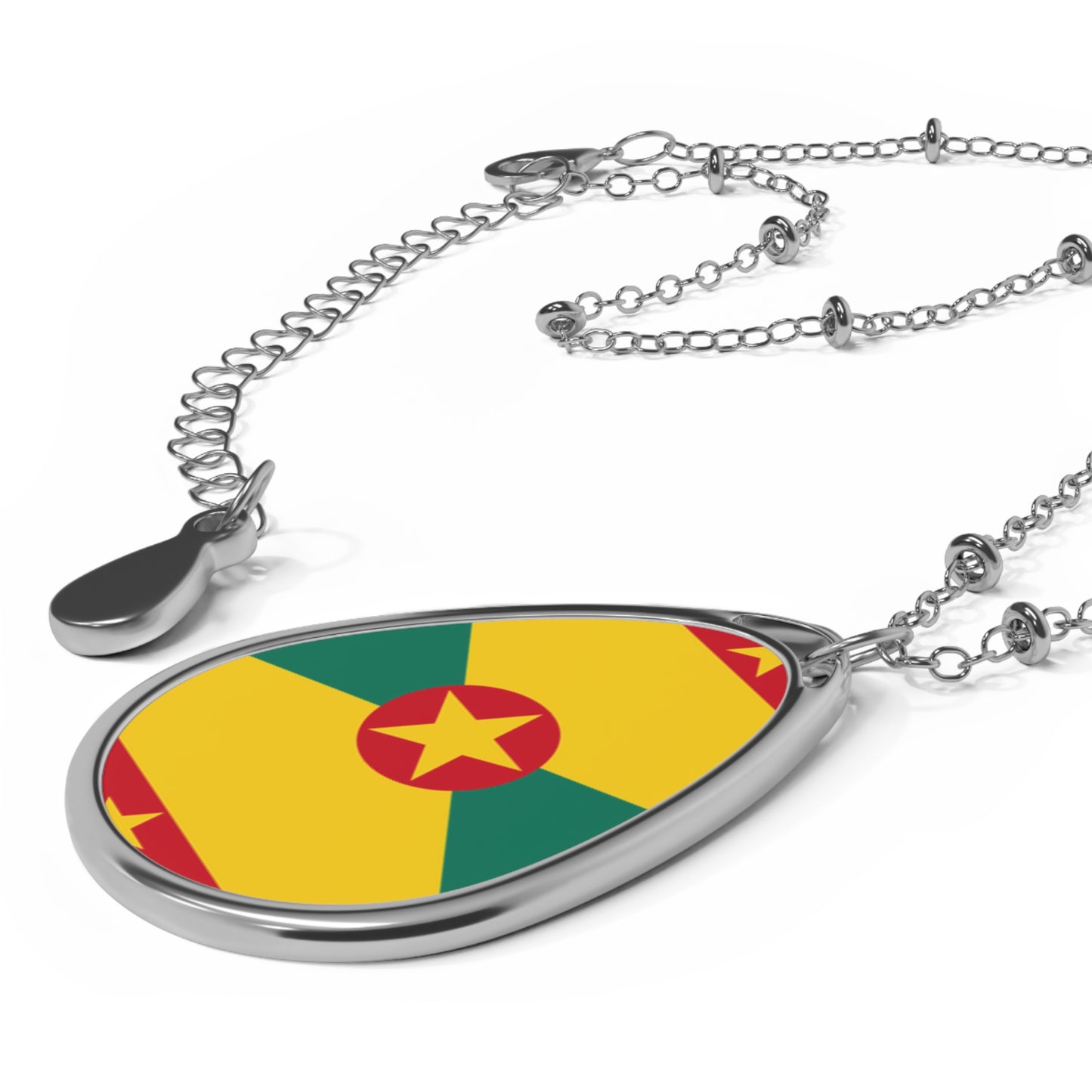 Grenada Flag Oval Necklace | Grenadian Heritage Pendant | Rep Ya Flag