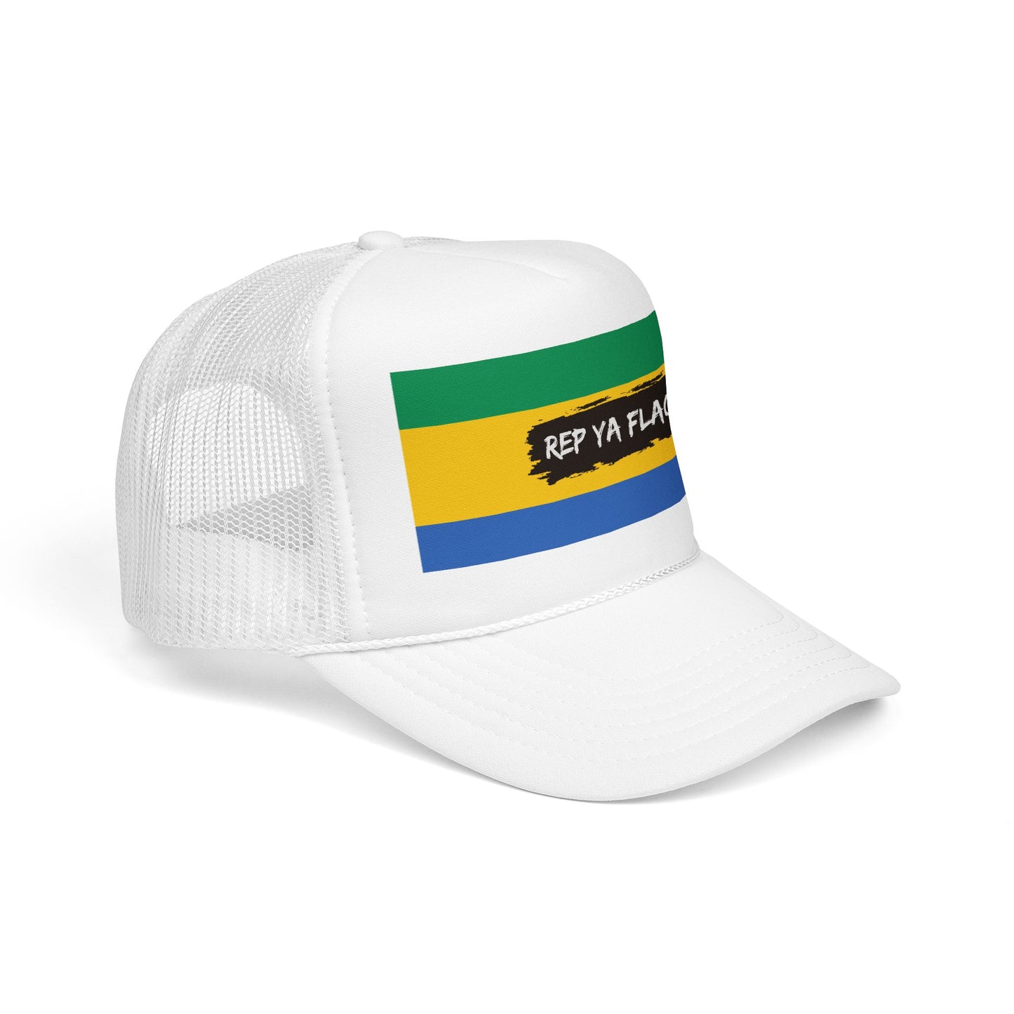 Gabon Flag Foam Trucker Hat | Gabonese Pride Snapback Cap | Rep Ya Flag