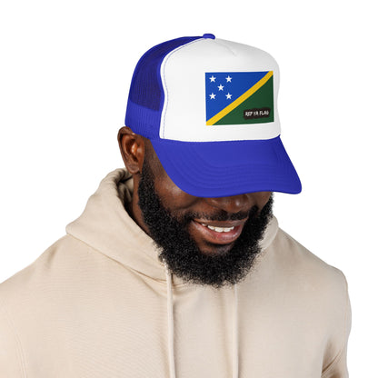 Solomon Islands Flag Foam Trucker Hat | Solomon Islander Pride Snapback Cap | Rep Ya Flag