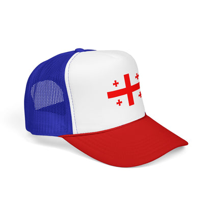 Georgia Flag Foam Trucker Hat | Georgian Pride Snapback Cap | Rep Ya Flag