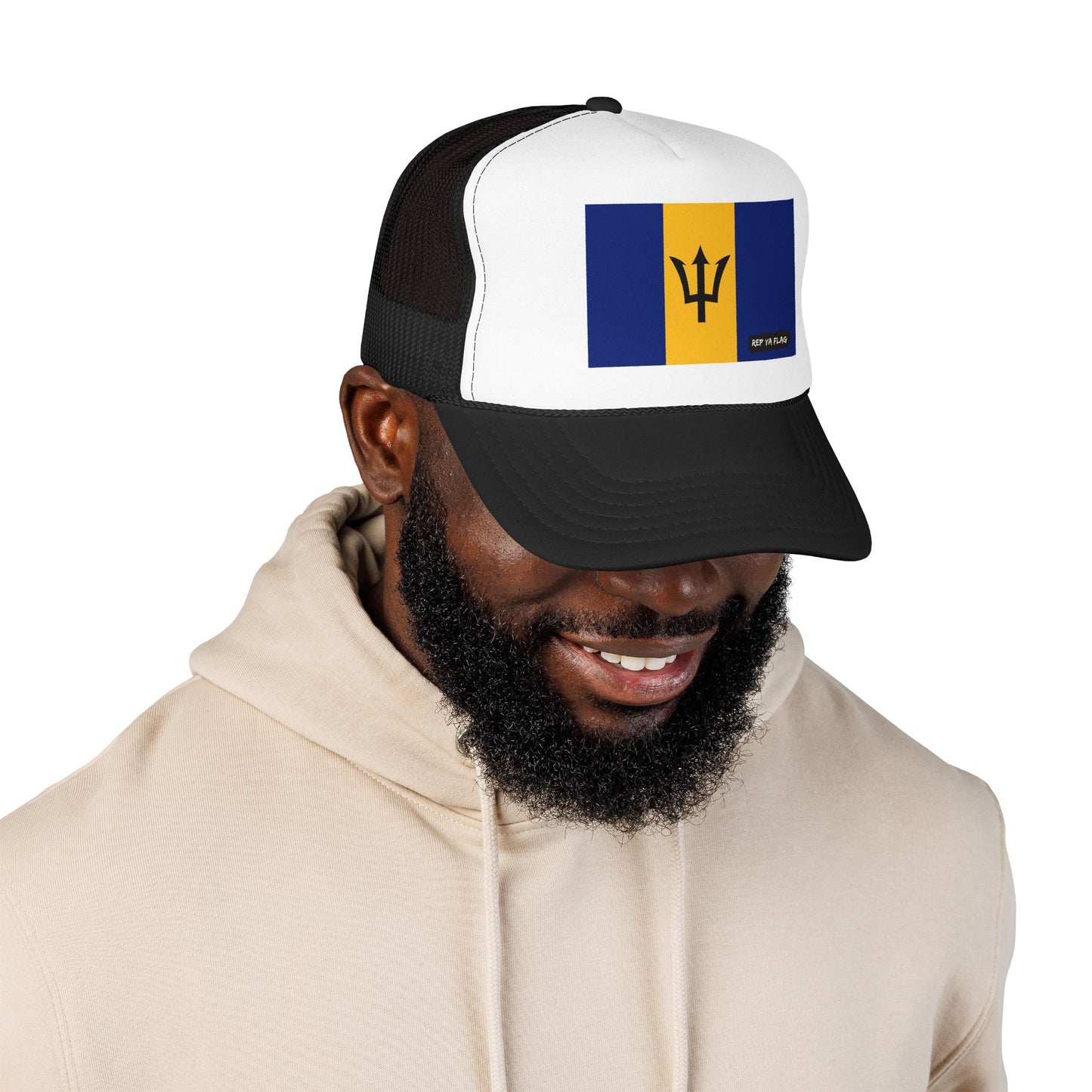 Barbados Flag Foam Trucker Hat | Barbadian Pride Snapback Cap | Rep Ya Flag