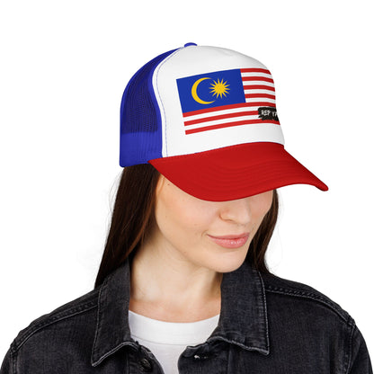 Malaysia Flag Foam Trucker Hat | Malaysian Pride Snapback Cap | Rep Ya Flag