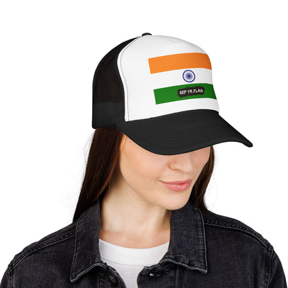 India Flag Foam Trucker Hat | Indian Pride Snapback Cap | Rep Ya Flag