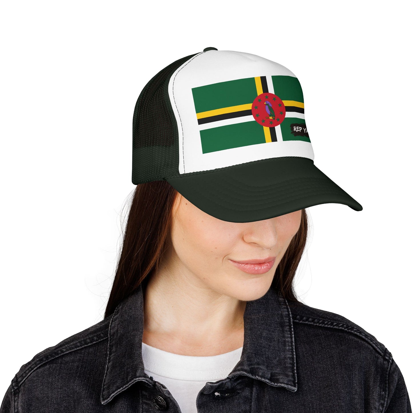 Dominica Flag Foam Trucker Hat | Dominican Pride Snapback Cap | Rep Ya Flag