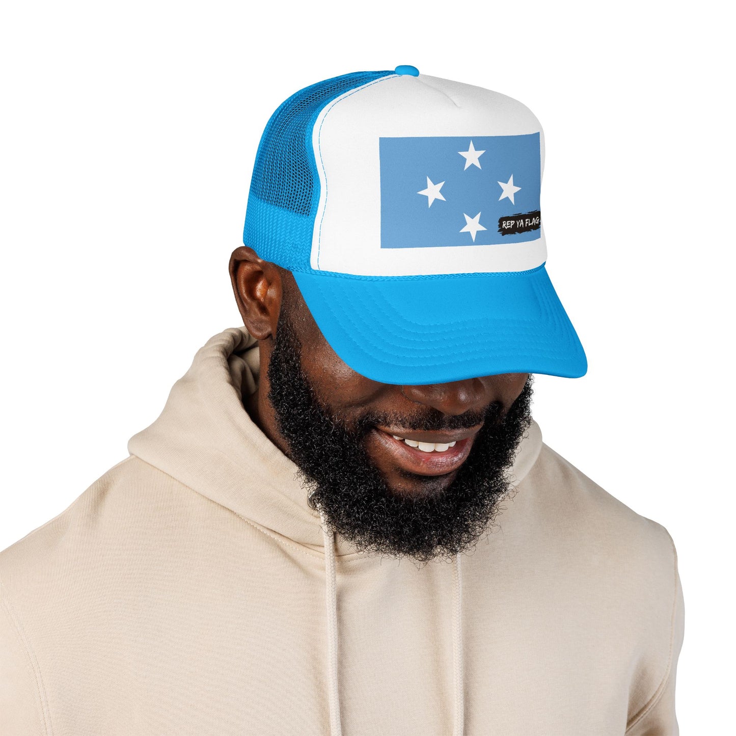Micronesia Flag Foam Trucker Hat | Micronesian Pride Snapback Cap | Rep Ya Flag