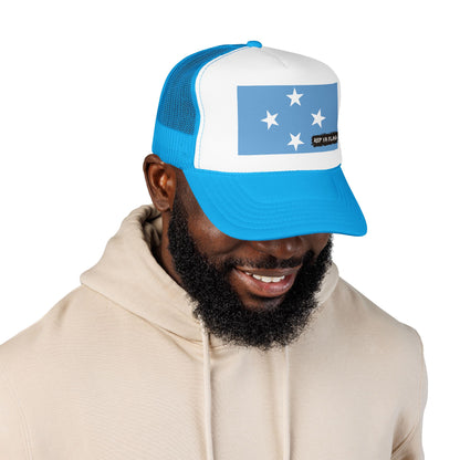 Micronesia Flag Foam Trucker Hat | Micronesian Pride Snapback Cap | Rep Ya Flag