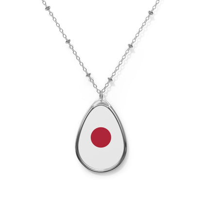 Japan Flag Oval Necklace | Japanese Heritage Pendant | Rep Ya Flag
