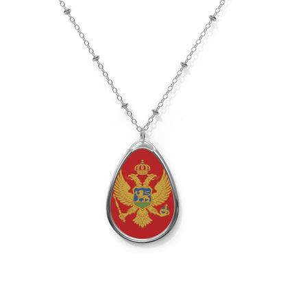 Montenegro Flag Oval Necklace | Montenegrin Heritage Jewelry | Rep Ya Flag Pendant Necklace
