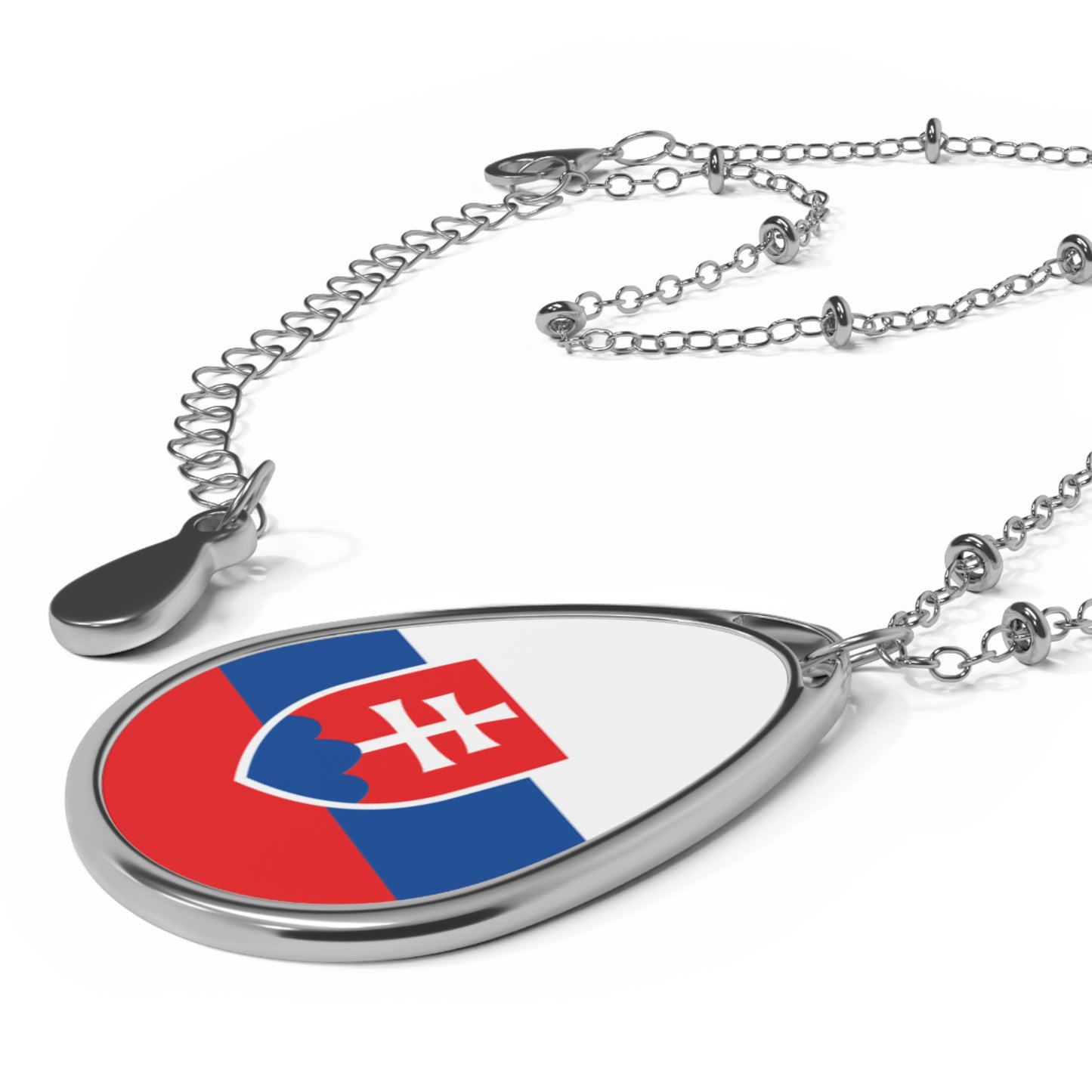 Slovakia Flag Oval Necklace