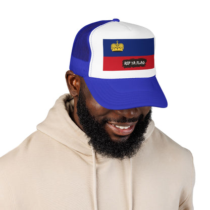 Liechtenstein Flag Foam Trucker Hat | Liechtensteiner Pride Snapback Cap | Rep Ya Flag