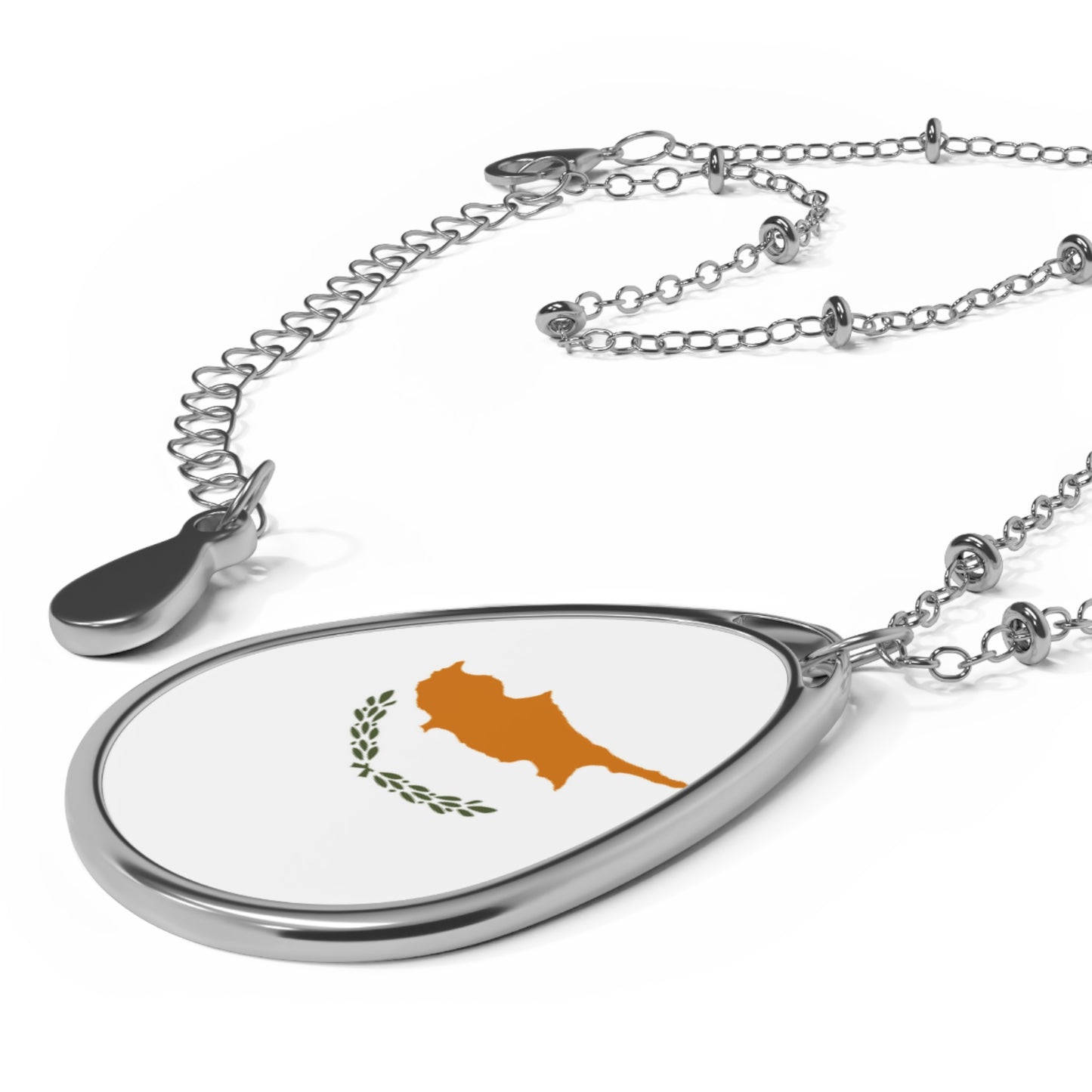 Cyprus Flag Oval Necklace | Cypriot Heritage Pendant | Rep Ya Flag