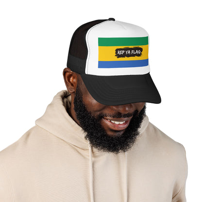 Gabon Flag Foam Trucker Hat | Gabonese Pride Snapback Cap | Rep Ya Flag