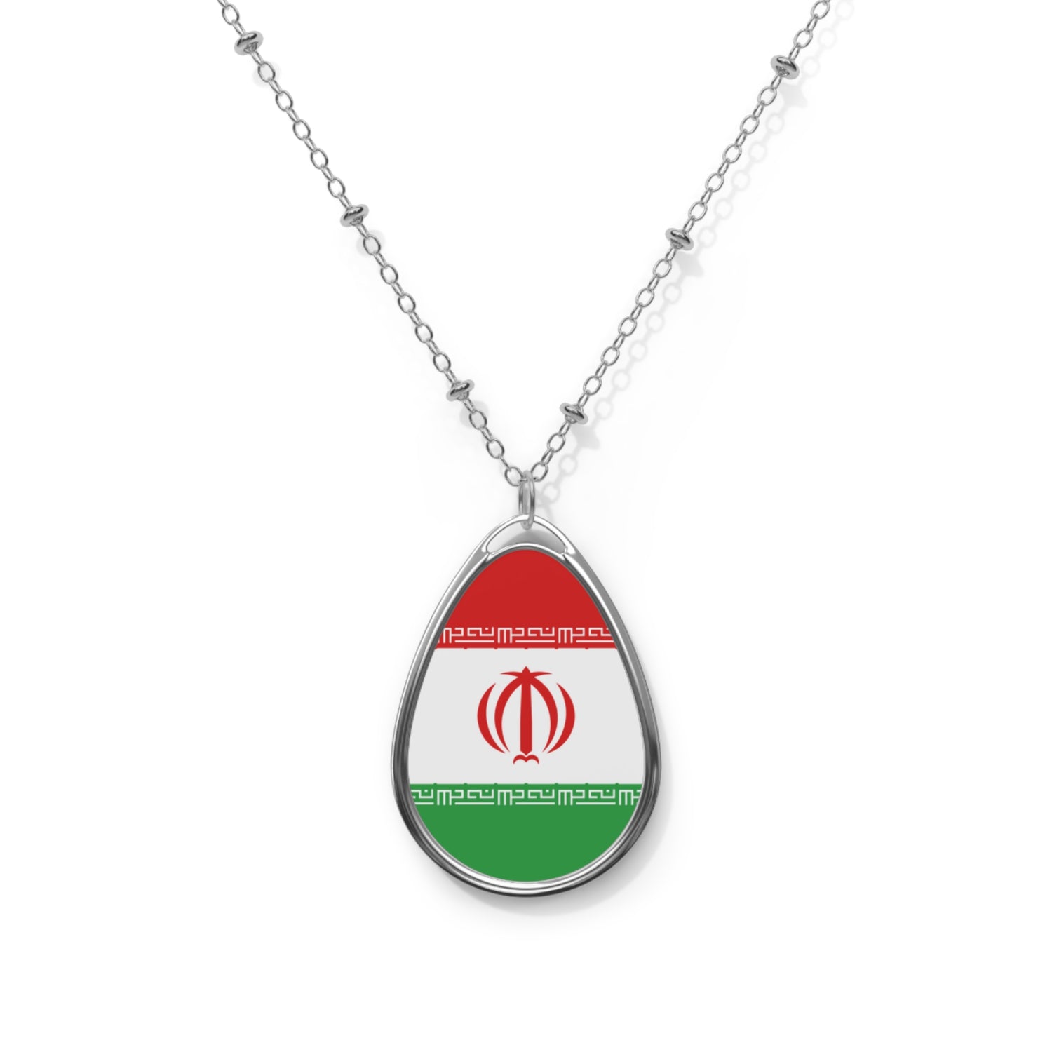 Iran Flag Oval Necklace | Iranian Heritage Pendant | Rep Ya Flag