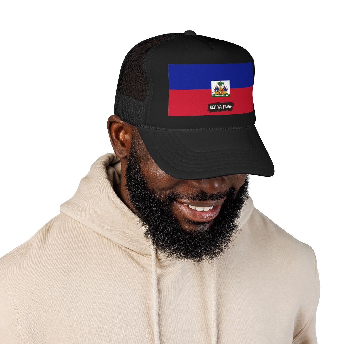 Haiti Flag Foam Trucker Hat | Haitian Pride Snapback Cap | Rep Ya Flag