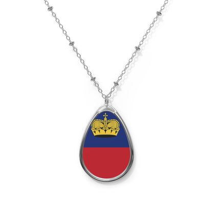 Liechtenstein Flag Oval Necklace | Liechtensteiner Heritage Pendant | Rep Ya Flag