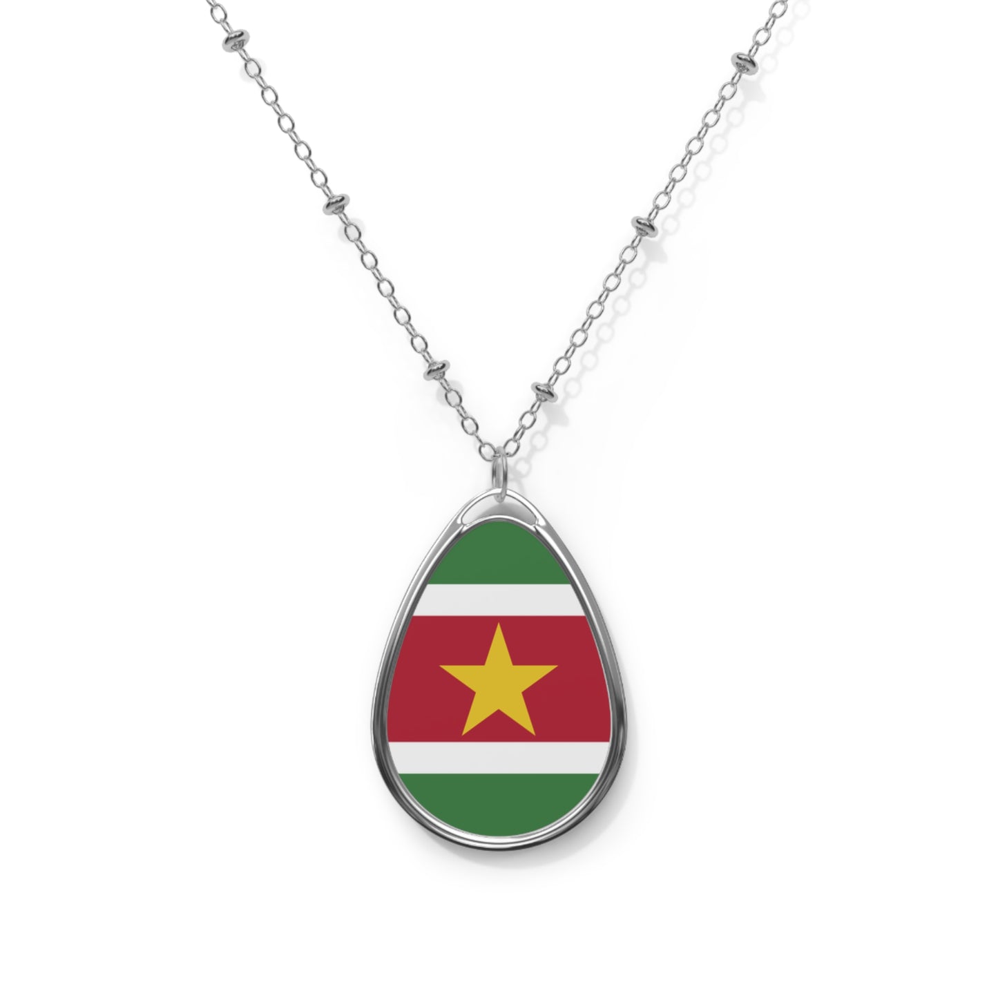 Suriname Flag Oval Necklace
