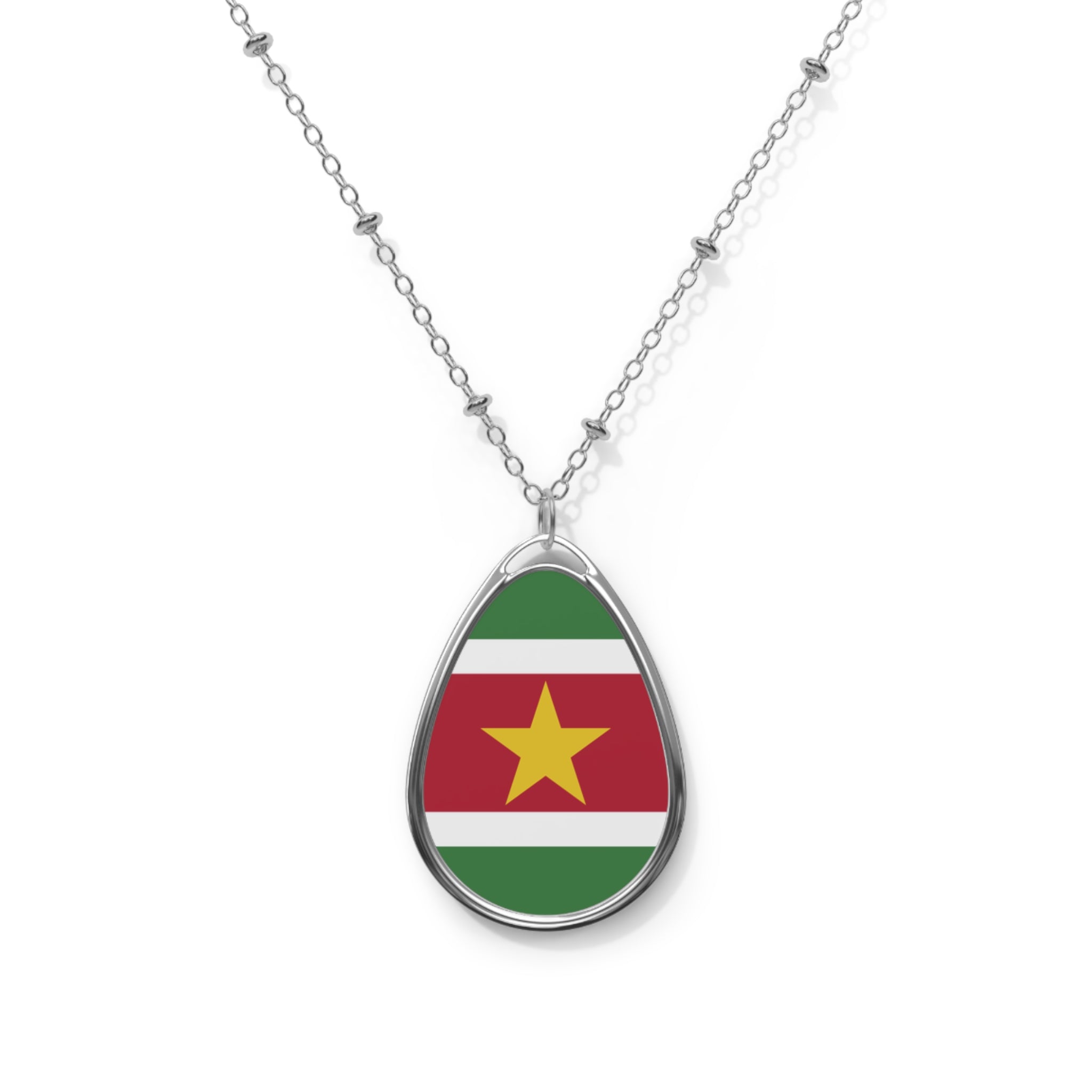 Suriname Flag Oval Necklace