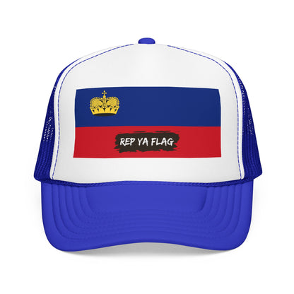 Liechtenstein Flag Foam Trucker Hat | Liechtensteiner Pride Snapback Cap | Rep Ya Flag