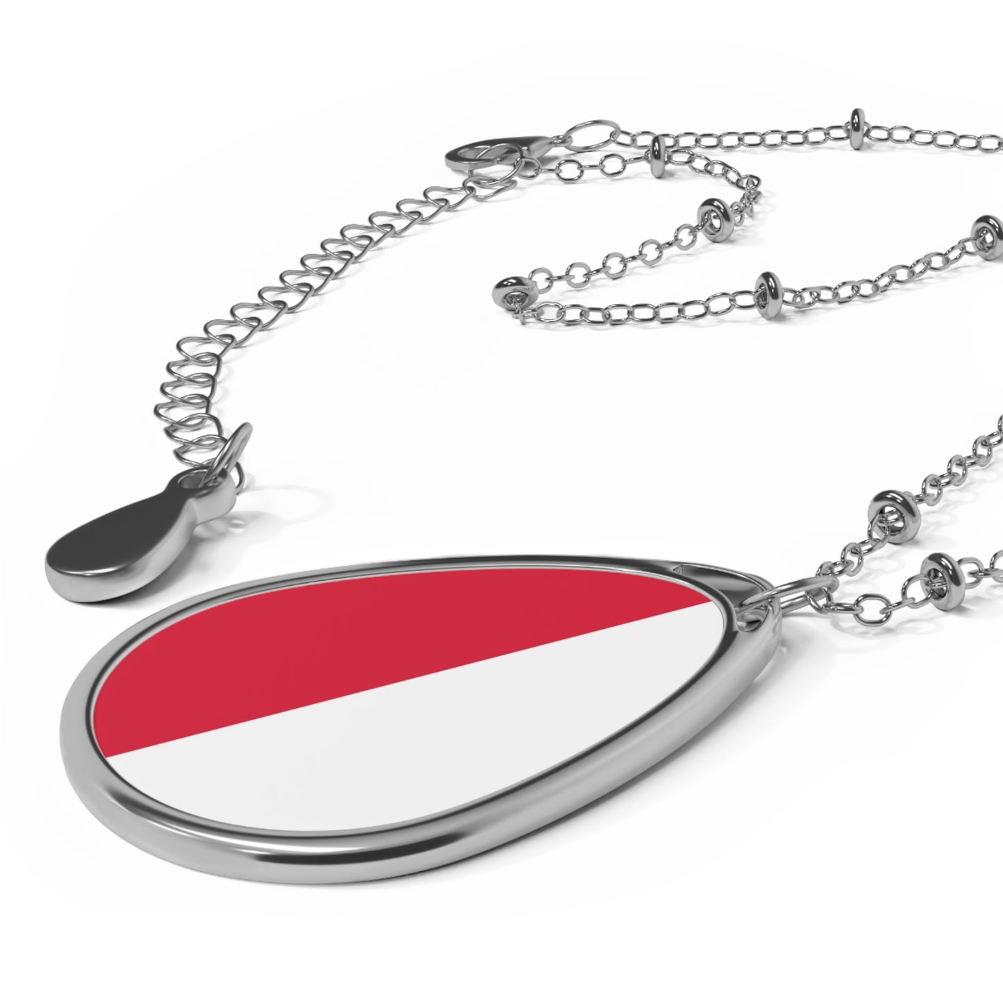 Poland Flag Oval Necklace | Polish Heritage Pendant | Rep Ya Flag