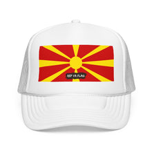 North Macedonia Flag Foam Trucker Hat | Macedonian Pride Snapback Cap | Rep Ya Flag