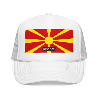 North Macedonia Flag Foam Trucker Hat | Macedonian Pride Snapback Cap | Rep Ya Flag
