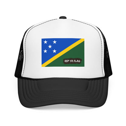 Solomon Islands Flag Foam Trucker Hat | Solomon Islander Pride Snapback Cap | Rep Ya Flag