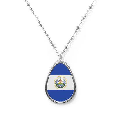El Salvador Flag Oval Necklace | Salvadoran Heritage Pendant | Rep Ya Flag