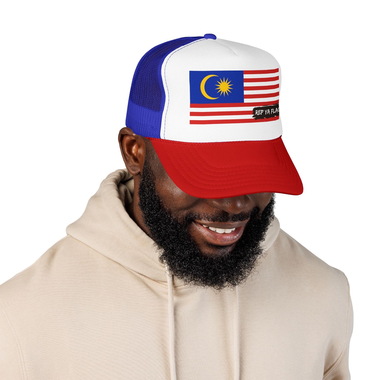 Malaysia Flag Foam Trucker Hat | Malaysian Pride Snapback Cap | Rep Ya Flag