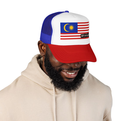 Malaysia Flag Foam Trucker Hat | Malaysian Pride Snapback Cap | Rep Ya Flag
