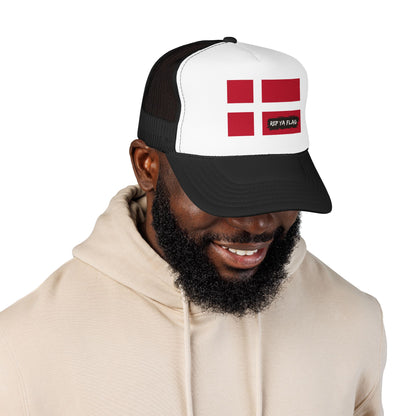 Denmark Flag Foam Trucker Hat | Danish Pride Snapback Cap | Rep Ya Flag