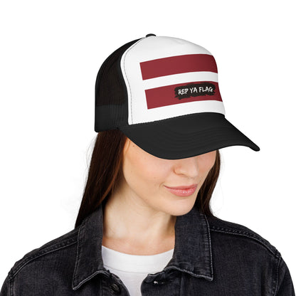 Latvia Flag Foam Trucker Hat | Latvian Pride Snapback Cap | Rep Ya Flag
