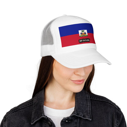 Haiti Flag Foam Trucker Hat | Haitian Pride Snapback Cap | Rep Ya Flag