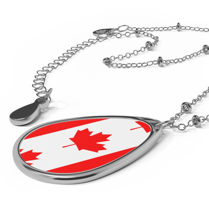 Canada Flag Oval Necklace | Canadian Heritage Pendant | Rep Ya Flag