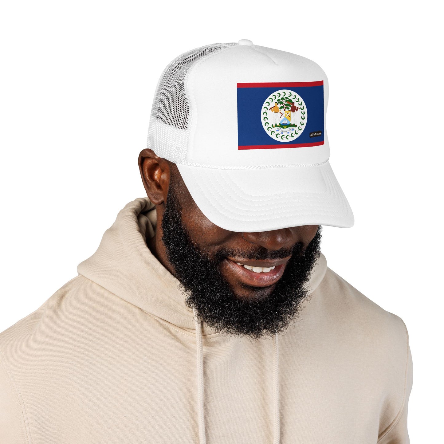Belize Flag Foam Trucker Hat | Belizean Pride Snapback Cap | Rep Ya Flag
