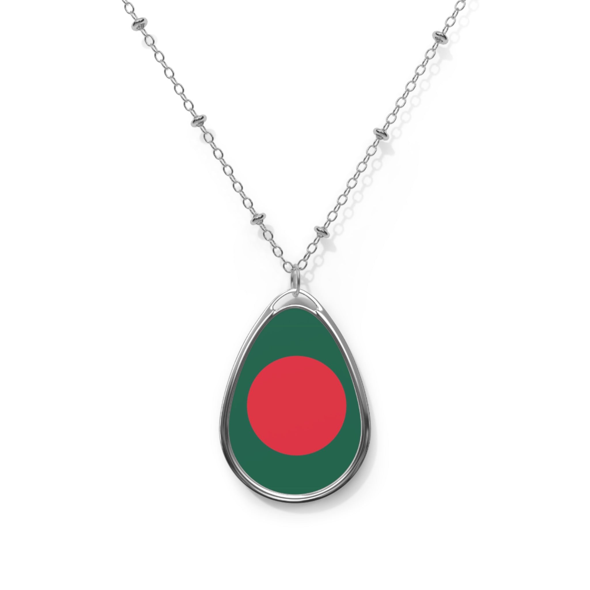 Bangladesh Flag Oval Necklace | Bangladeshi Pride Patriotic Jewelry | Rep Ya Flag