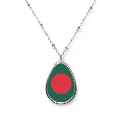 Bangladesh Flag Oval Necklace | Bangladeshi Pride Patriotic Jewelry | Rep Ya Flag