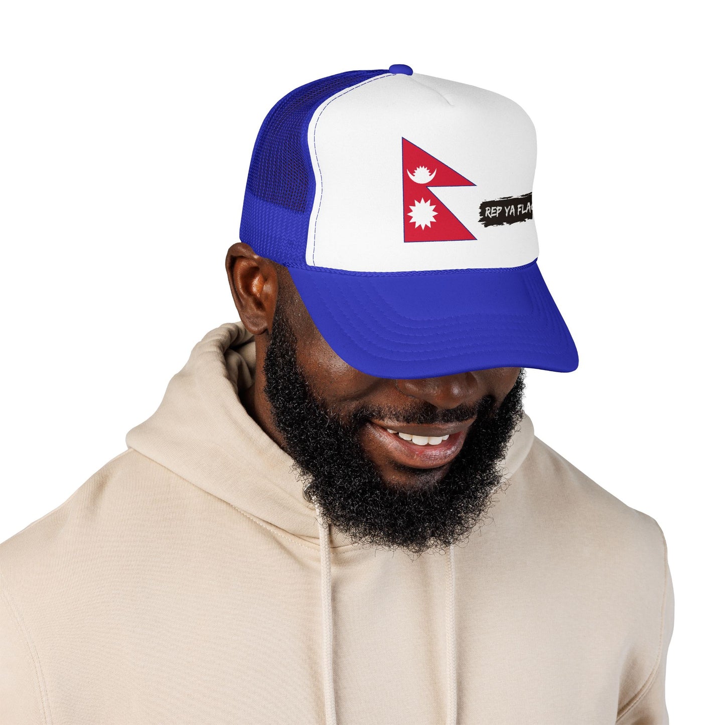 Nepal Flag Foam Trucker Hat | Nepali Pride Snapback Cap | Rep Ya Flag