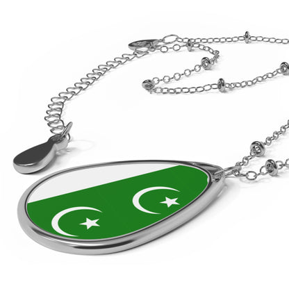 Pakistan Flag Oval Necklace | Pakistani Heritage Pendant | Rep Ya Flag