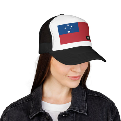 Samoa Flag Foam Trucker Hat | Samoan Pride Snapback Cap | Rep Ya Flag