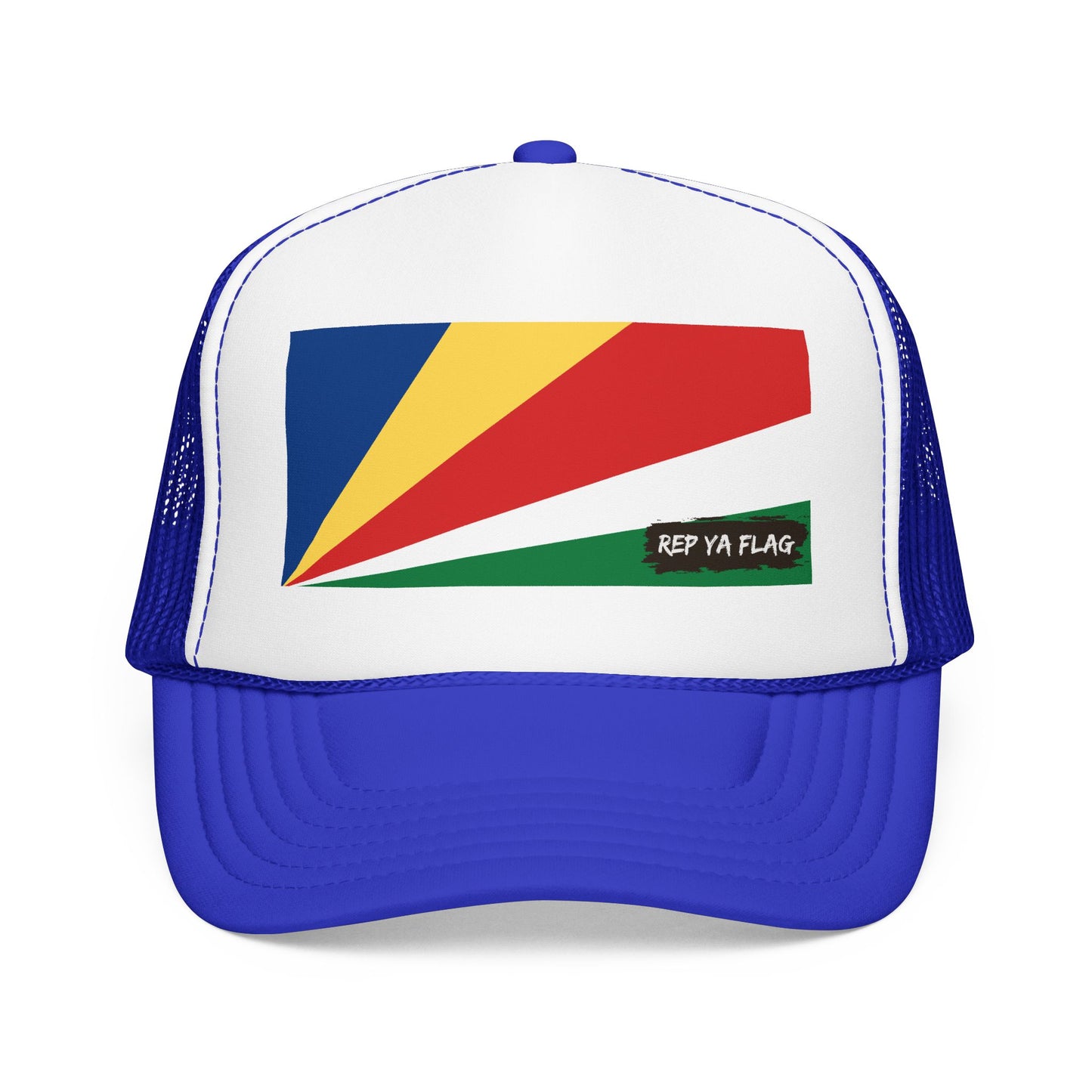 Seychelles Flag Foam Trucker Hat | Seychellois Pride Snapback Cap | Rep Ya Flag