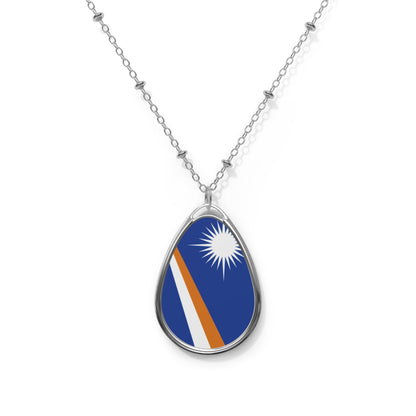 Marshall Islands Flag Oval Necklace | Marshallese Heritage Pendant | Rep Ya Flag
