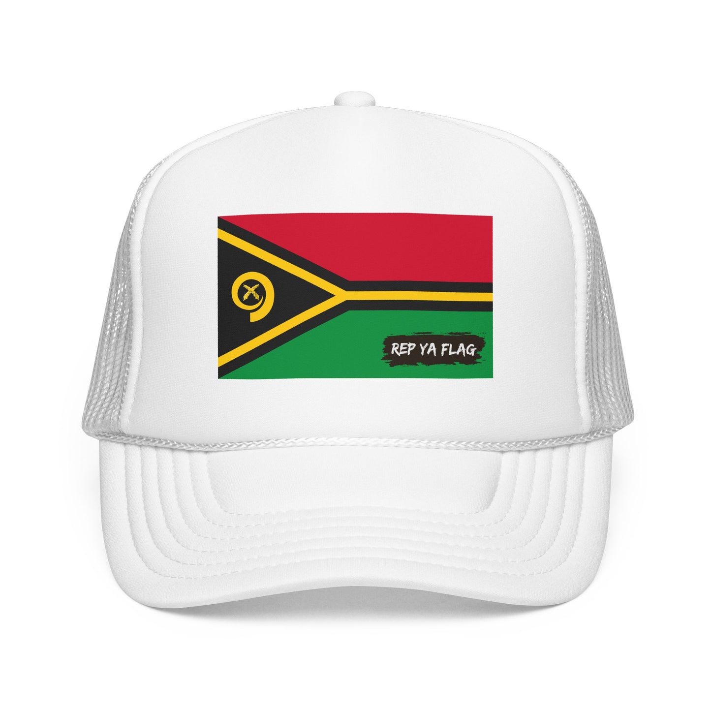 Vanuatu Flag Foam Trucker Hat | Rep Ya Flag design