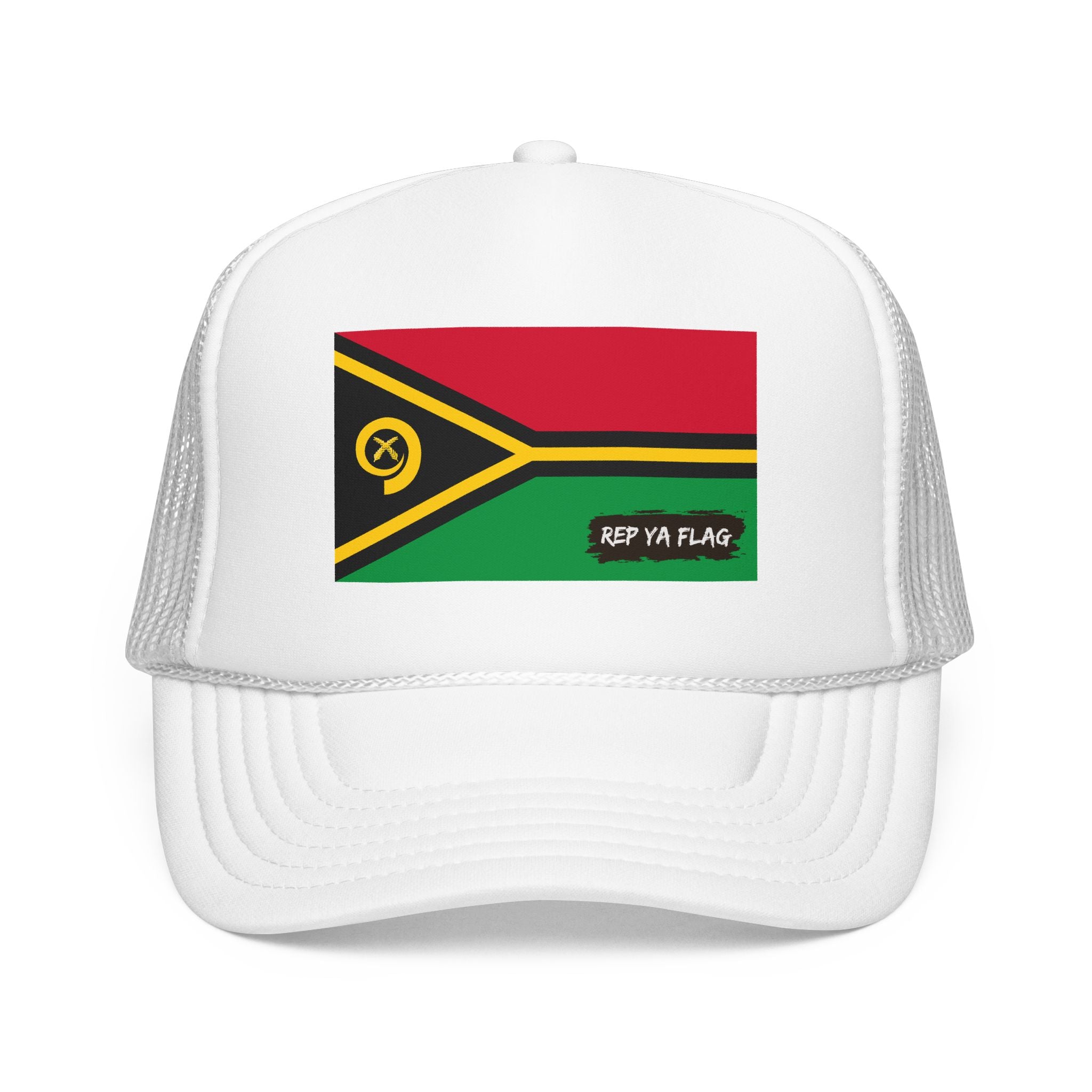 Vanuatu Flag Foam Trucker Hat | Rep Ya Flag design