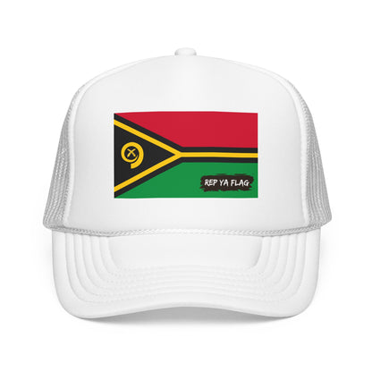 Vanuatu Flag Foam Trucker Hat | Rep Ya Flag design