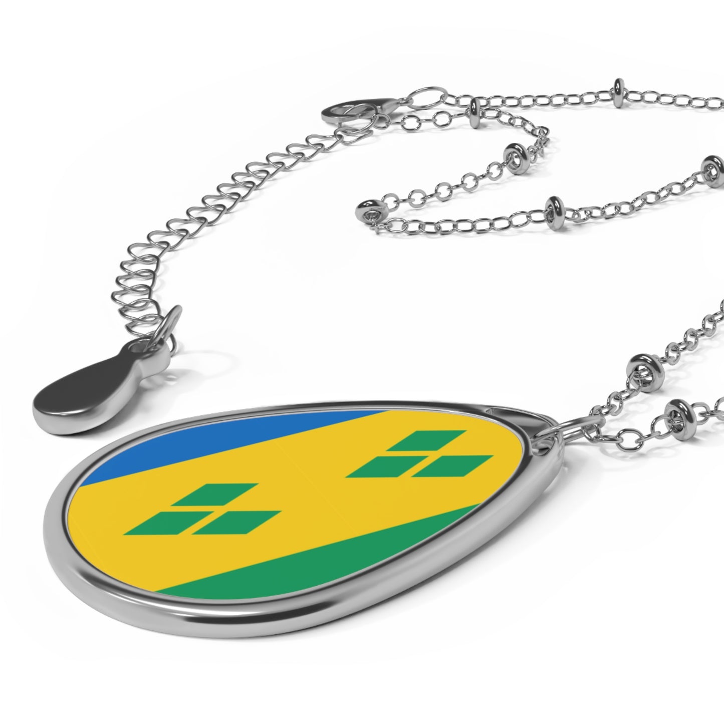 Saint Vincent and the Grenadines Flag Oval Necklace | Vincentian Heritage Pendant | Rep Ya Flag