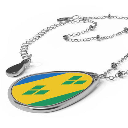 Saint Vincent and the Grenadines Flag Oval Necklace | Vincentian Heritage Pendant | Rep Ya Flag